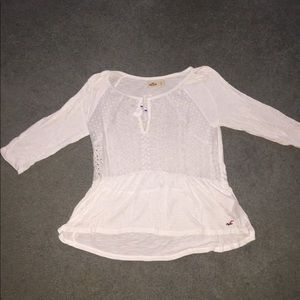 Hollister White 3/4 sleeve shirt